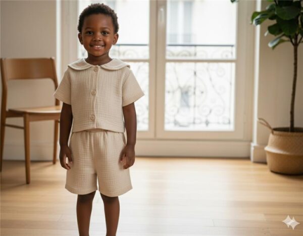 Short Unisexe "P'tit Baroudeur" — Gaze de Coton Bio