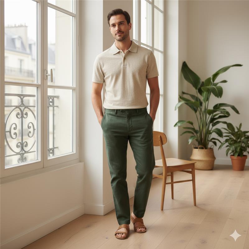 Pantalon "Aventure" en Lin & Coton