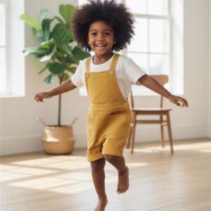 Salopette Courte Unisexe "Petit Explorateur" — Lin Lavé