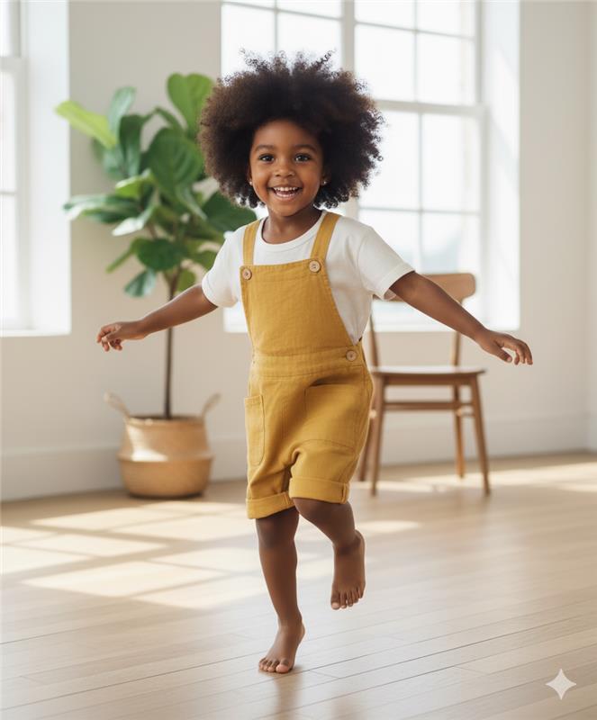 Salopette Courte Unisexe "Petit Explorateur" — Lin Lavé